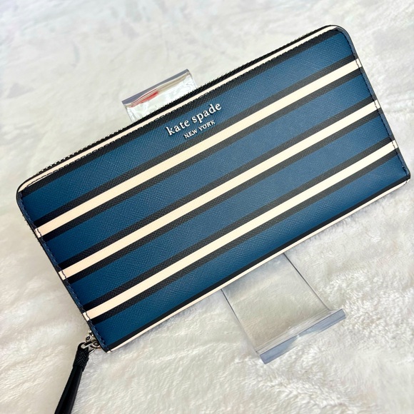 kate spade Handbags - KATE SPADE Large Continental Striped Faux Leather Wallet
